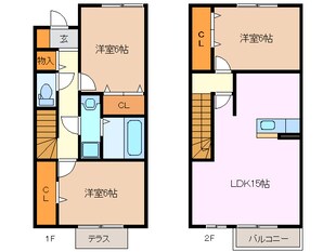 玉垣駅 徒歩12分 1階の物件間取画像